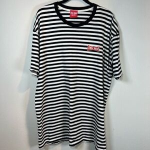Full Send Nelk Boys Crewneck T-Shirt Black White Stripes Embroidered Logo  Sz XL